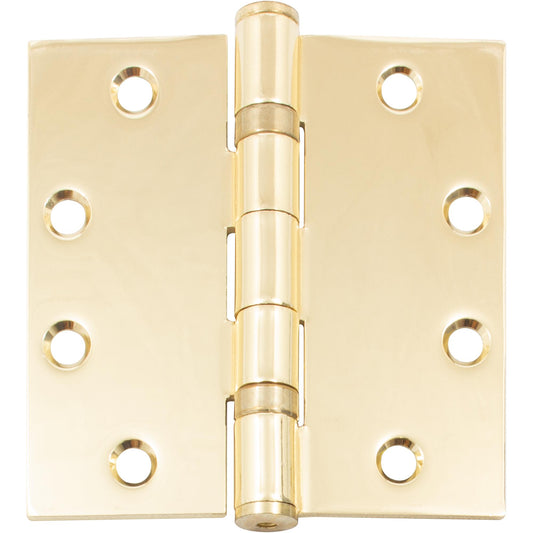 Stone Harbor Hardware Commercial Grade Ball Bearing Hinge, 4-1/2 Inches, Square Corner, .134 Gauge, Polished Brass