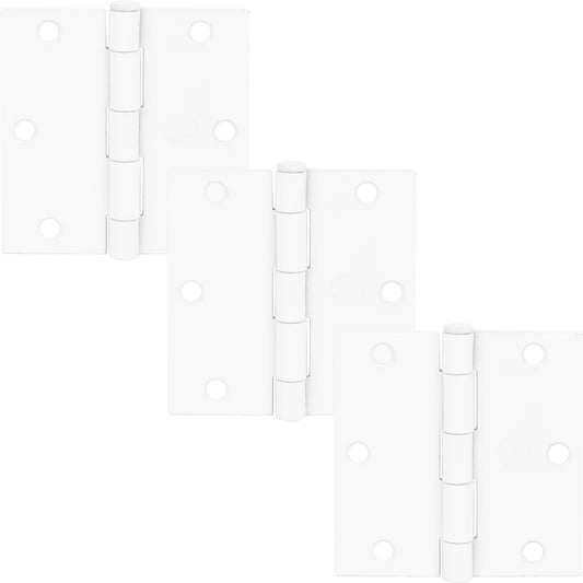 Stone Harbor Hardware 3-1/2" Door Hinges, Square Corner, White, 3-Pack