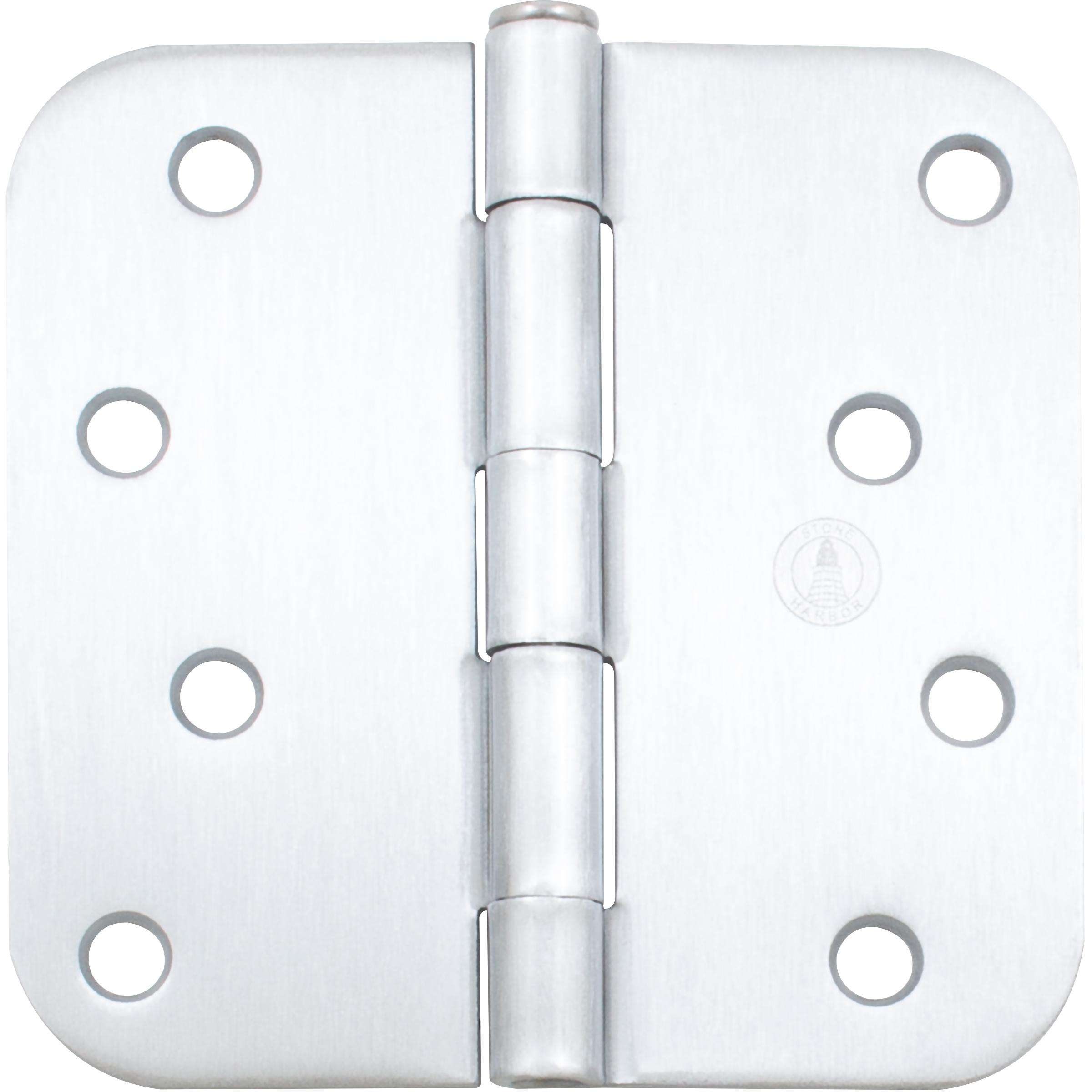 Stone Harbor Hardware 4" Door Hinges, 5/8" Radius Corner, Satin Chrome, 2-Pack