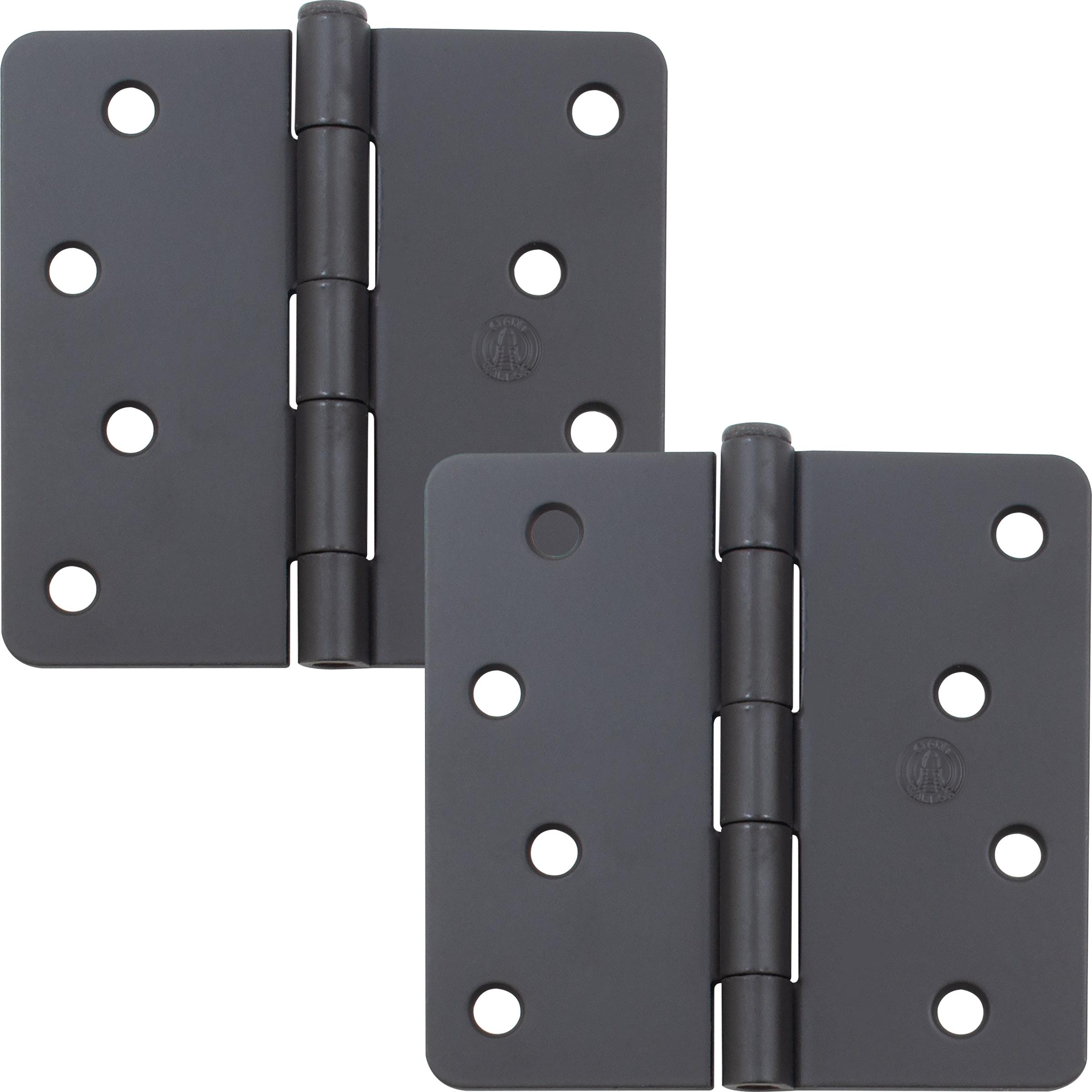 Stone Harbor Hardware 4" Door Hinges, 1/4" Radius Corner, Matte Black, 2-Pack