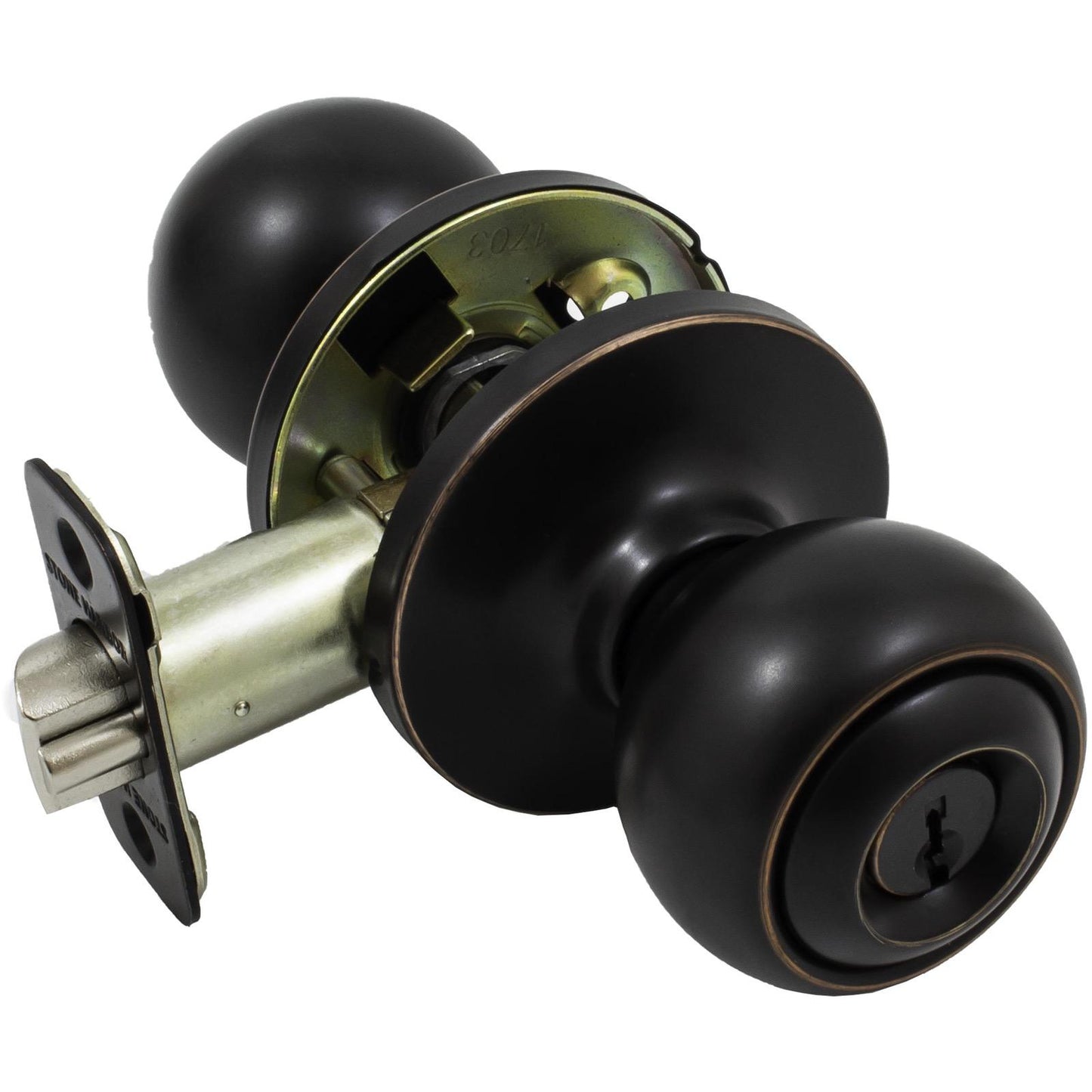 Stone Harbor Hardware Ball Door Knob, Entry Latch, KW Keyway, Vintage Bronze
