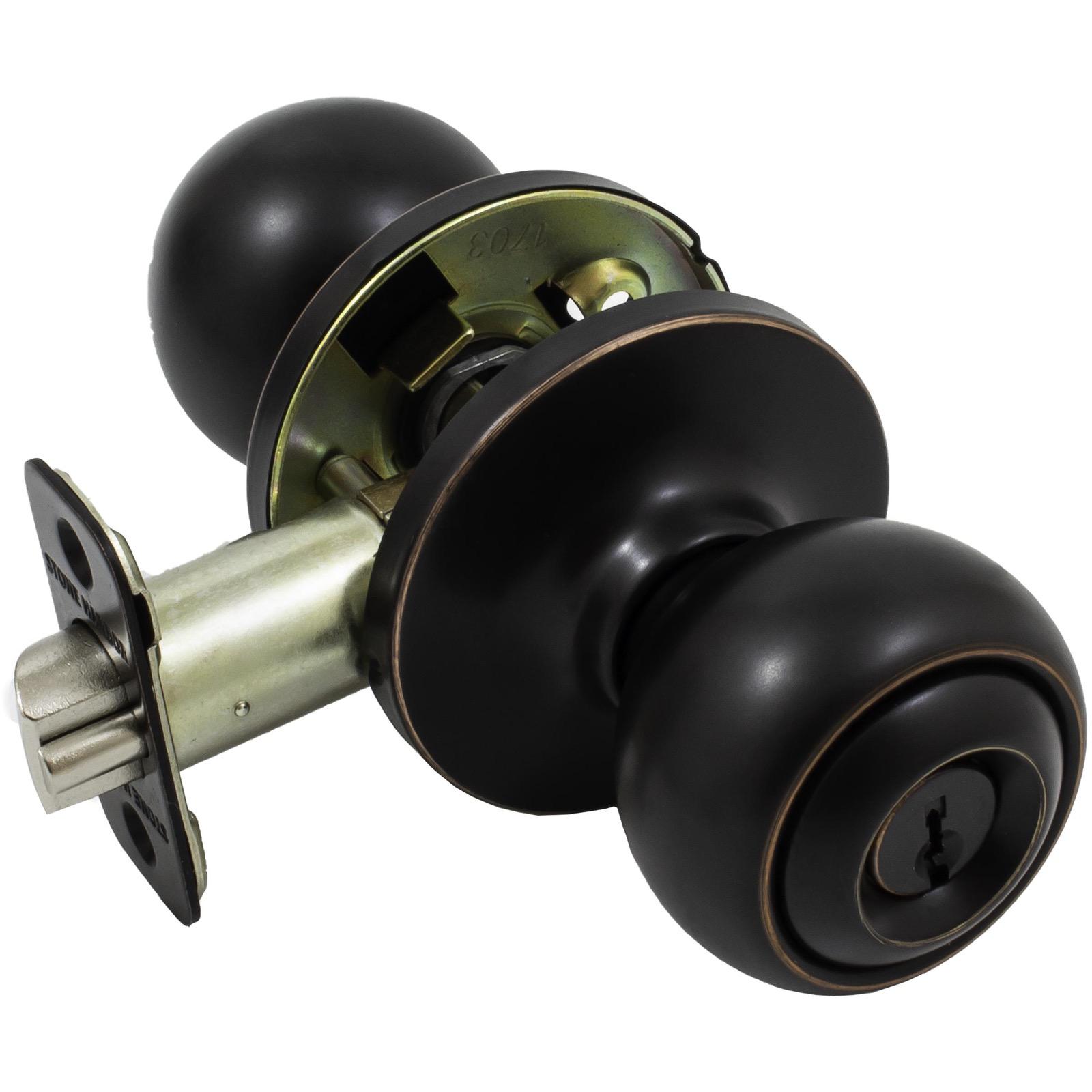 Stone Harbor Hardware Ball Door Knob, Entry Latch, KW Keyway, Vintage Bronze