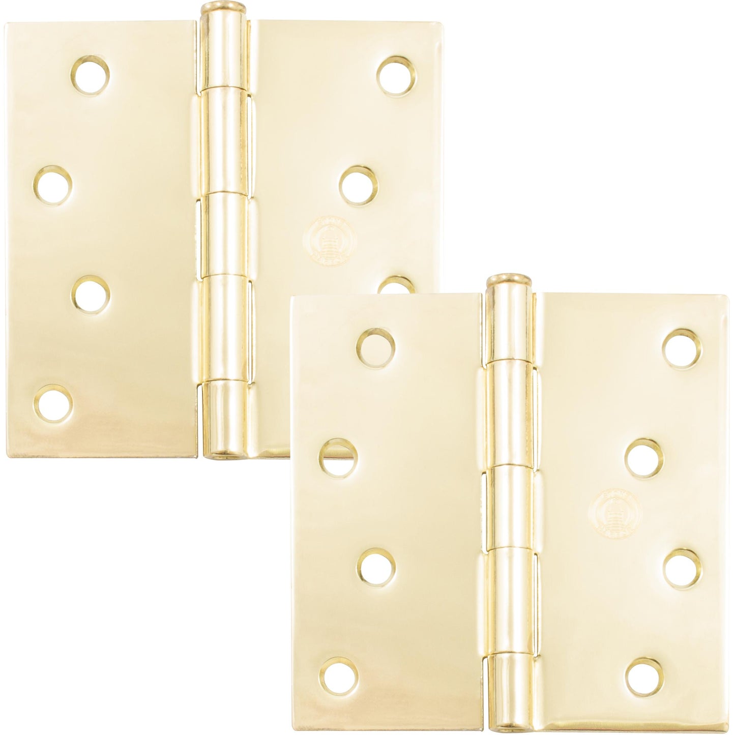 Stone Harbor Hardware 4" Door Hinges, Square Corner, Polished Brass, 2-Pack