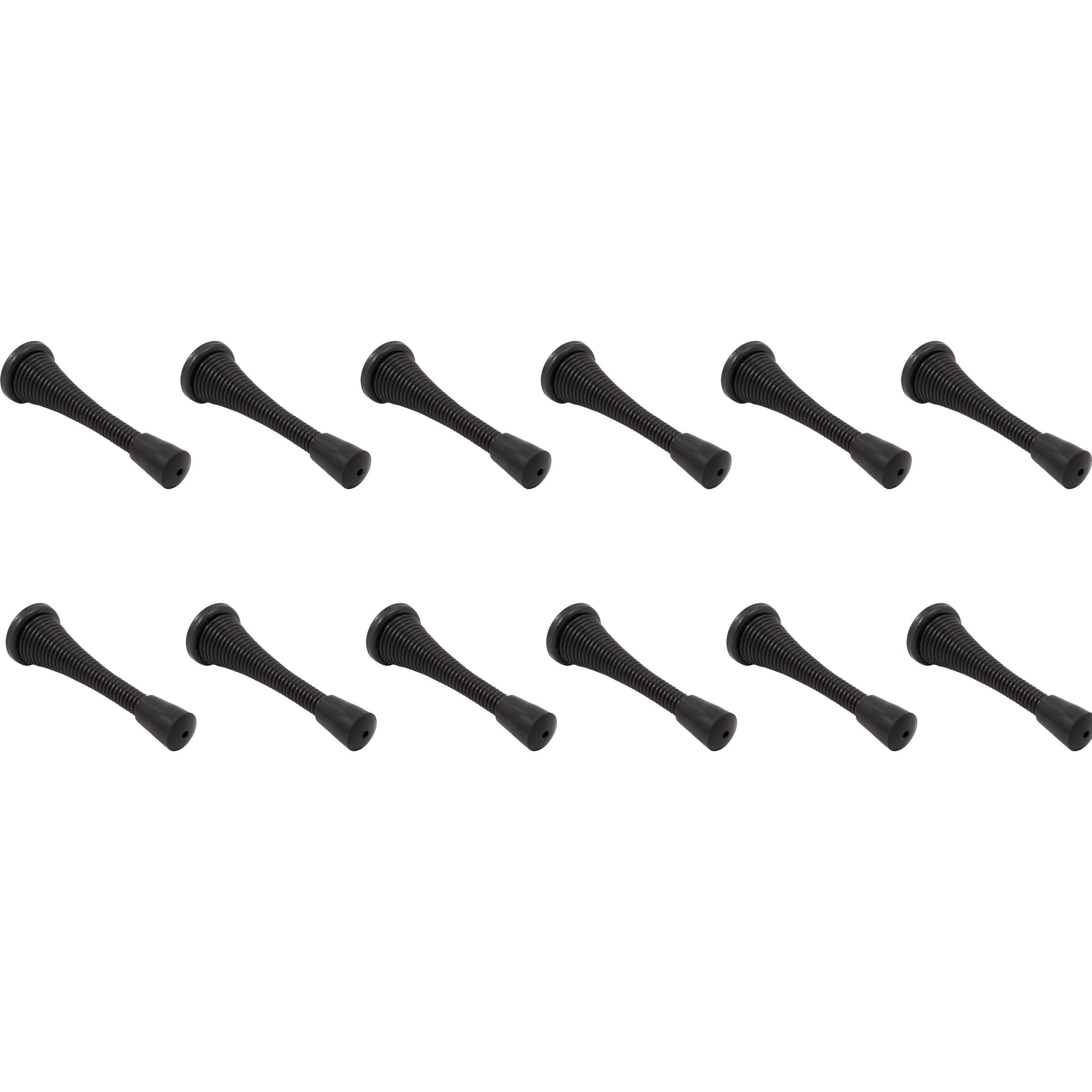 Stone Harbor Hardware Heavy-Duty Spring Door Stop, 3 Inches, 12-Pack, Matte Black