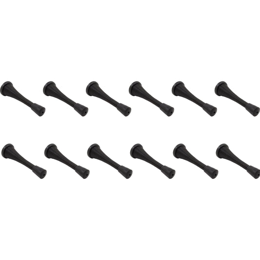 Stone Harbor Hardware Heavy-Duty Spring Door Stop, 3 Inches, 12-Pack, Matte Black