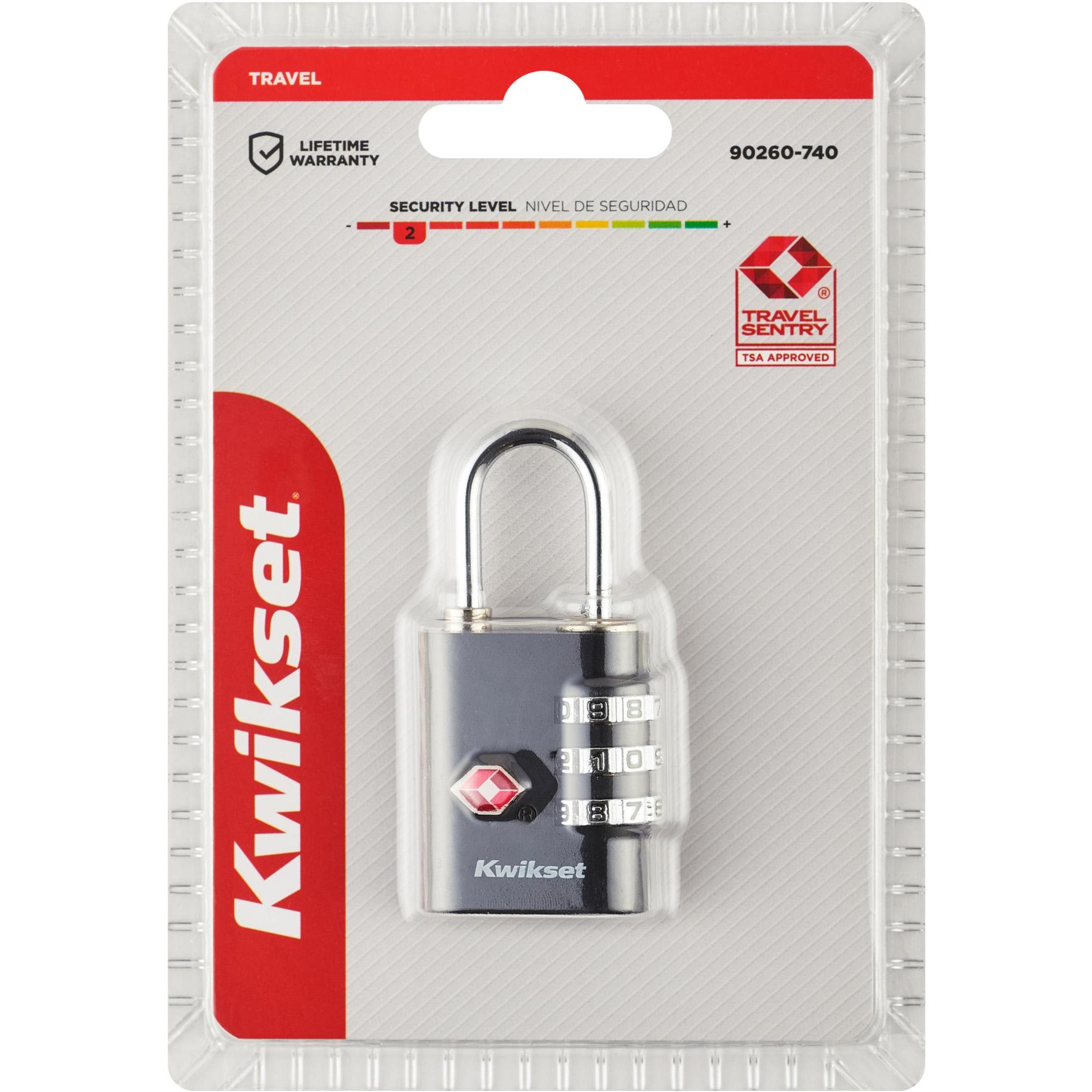 Kwikset 1-3/16" TSA Round Cable Combination Padlock with 15/16" Shackle, Black