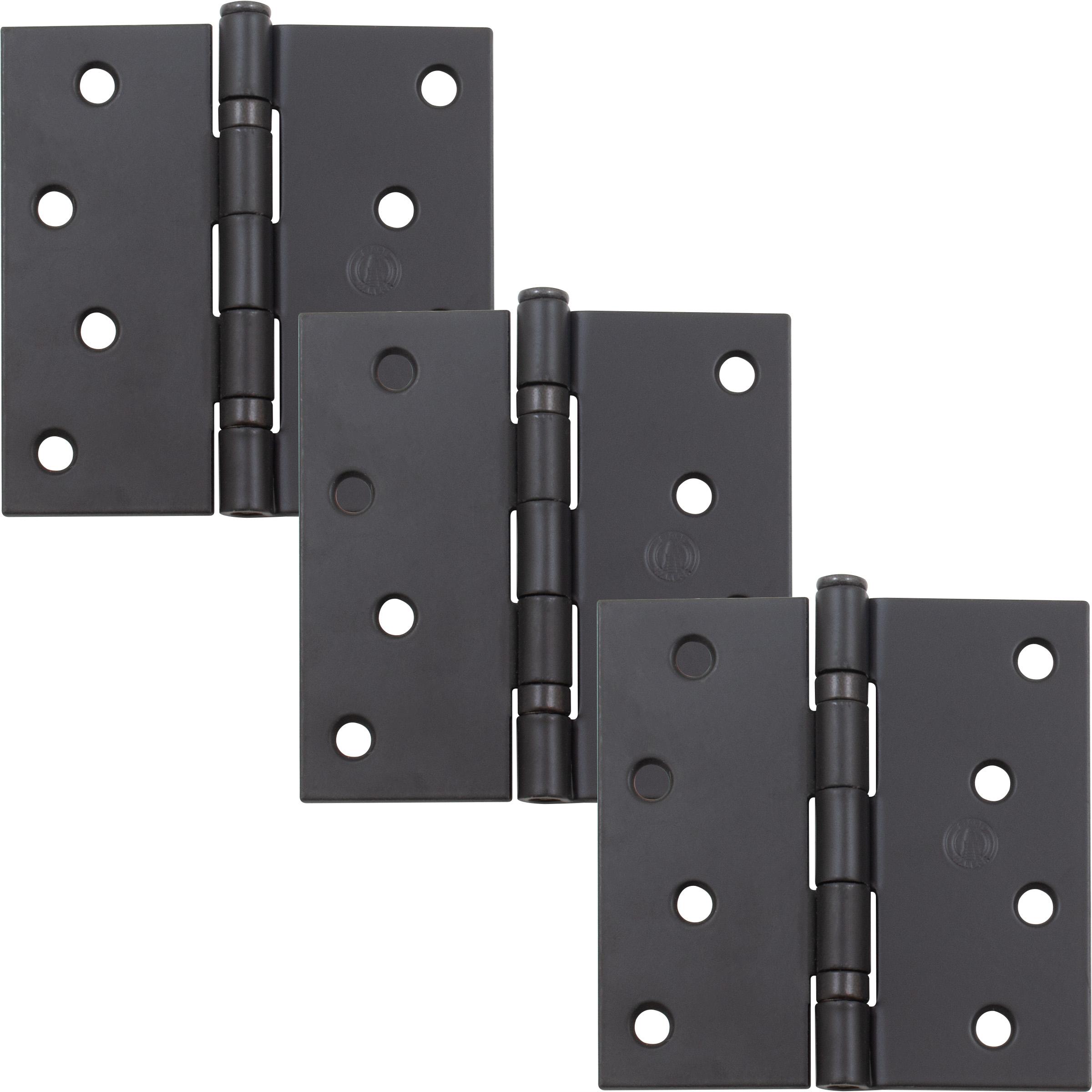 Stone Harbor Hardware 4" Ball-Bearing Door Hinges, Square Corner, Matte Black, 3-Pack