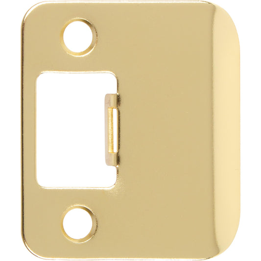 Stone Harbor Hardware Round Corner Extended Lip Strike Plate, 2-1/4" x 1-1/2", (2" Overall Length), Polished Brass