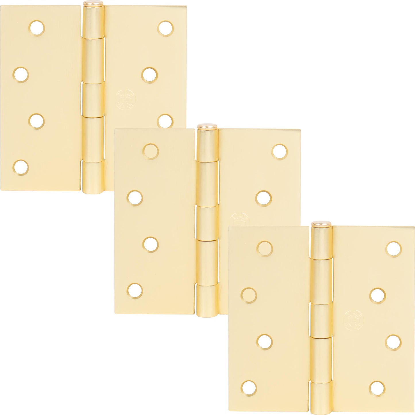 Stone Harbor Hardware 4" Door Hinges, Square Corner, Satin Brass, 3-Pack