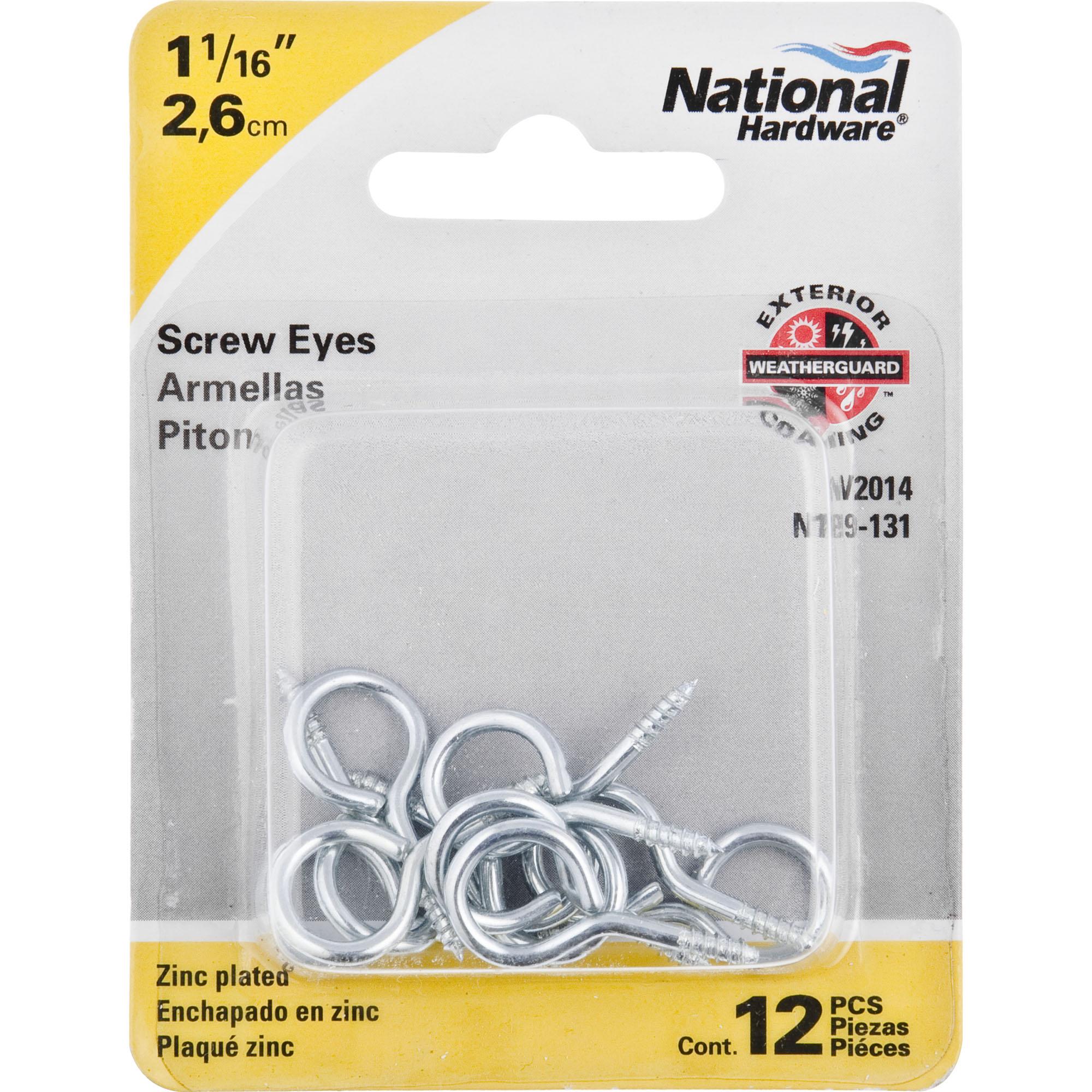 National Hardware - N119-131 V2014 #14, 1-1/16" Screw Eyes in Zinc Plated, 12 pack