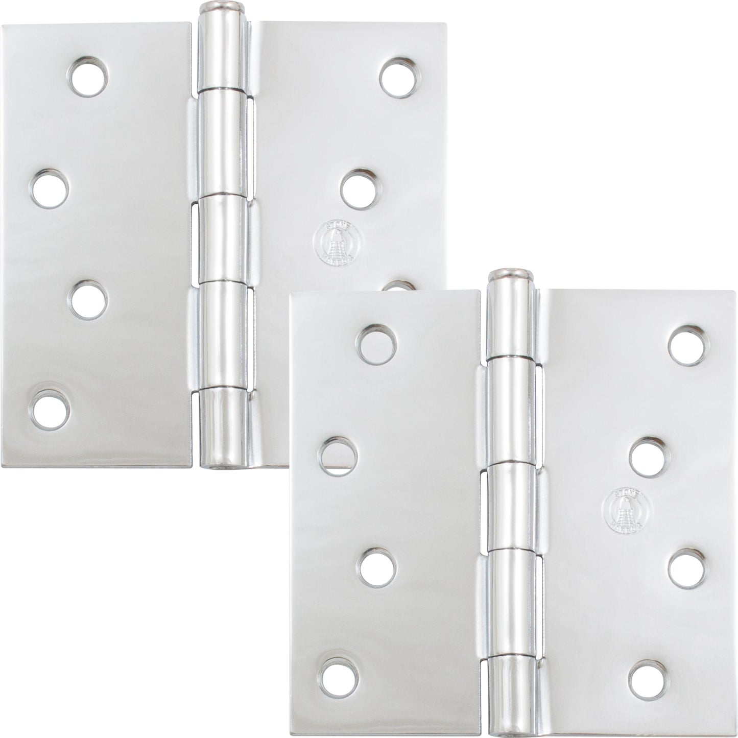 Stone Harbor Hardware 4" Door Hinges, Square Corner, Polished Chrome, 2-Pack