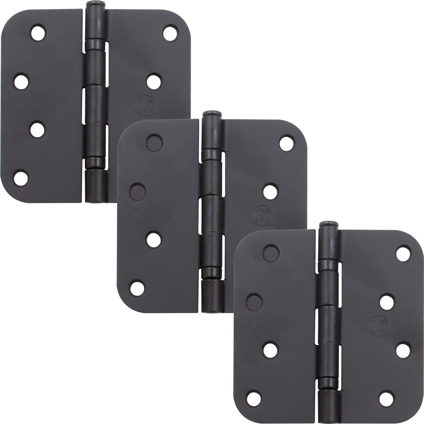Stone Harbor Hardware 4" Ball-Bearing Door Hinges, 5/8" Radius Corner, Matte Black, 3-Pack