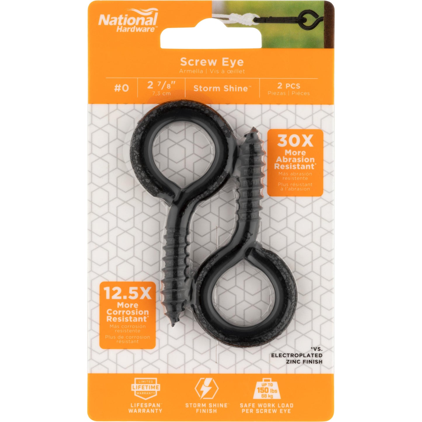 V2014 2-7/8" #0 Lag Screw Eye 2/pk - Black