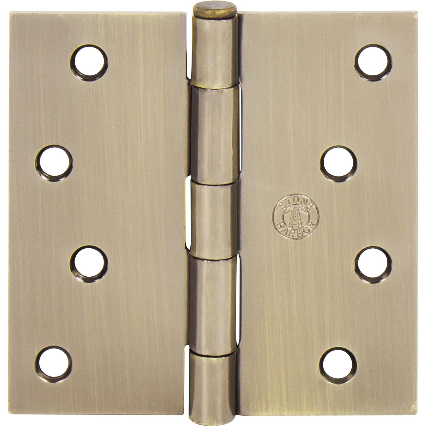 Stone Harbor Hardware 4" Door Hinges, Square Corner, Antique Brass, 3-Pack
