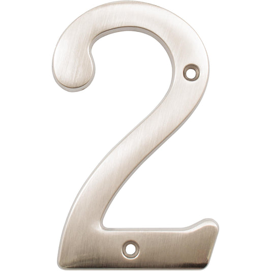 Stone Harbor Hardware Heavy-Duty House Numbers, #2, 4 Inches, Satin Nickel