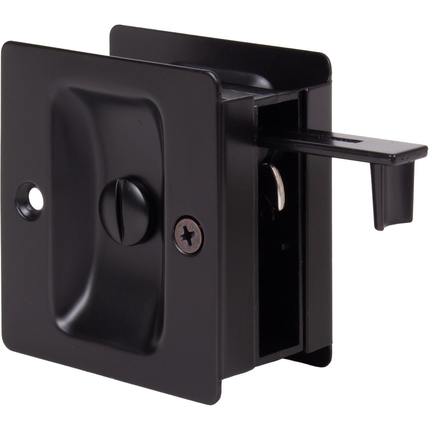 Stone Harbor Hardware Premium Square Pocket Door Lock, Privacy Function, Matte Black