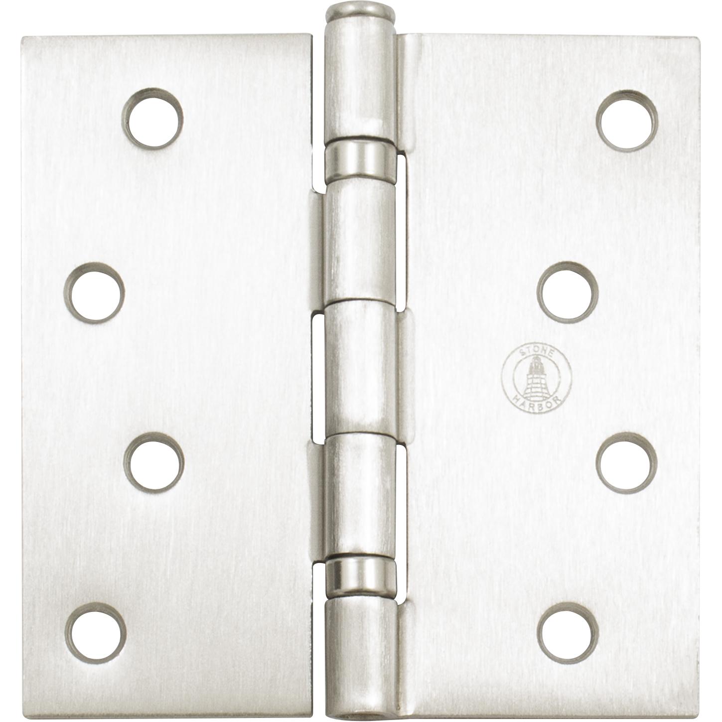 Stone Harbor Hardware 4" Ball-Bearing Door Hinges, Square Corner, Satin Nickel, 2-Pack
