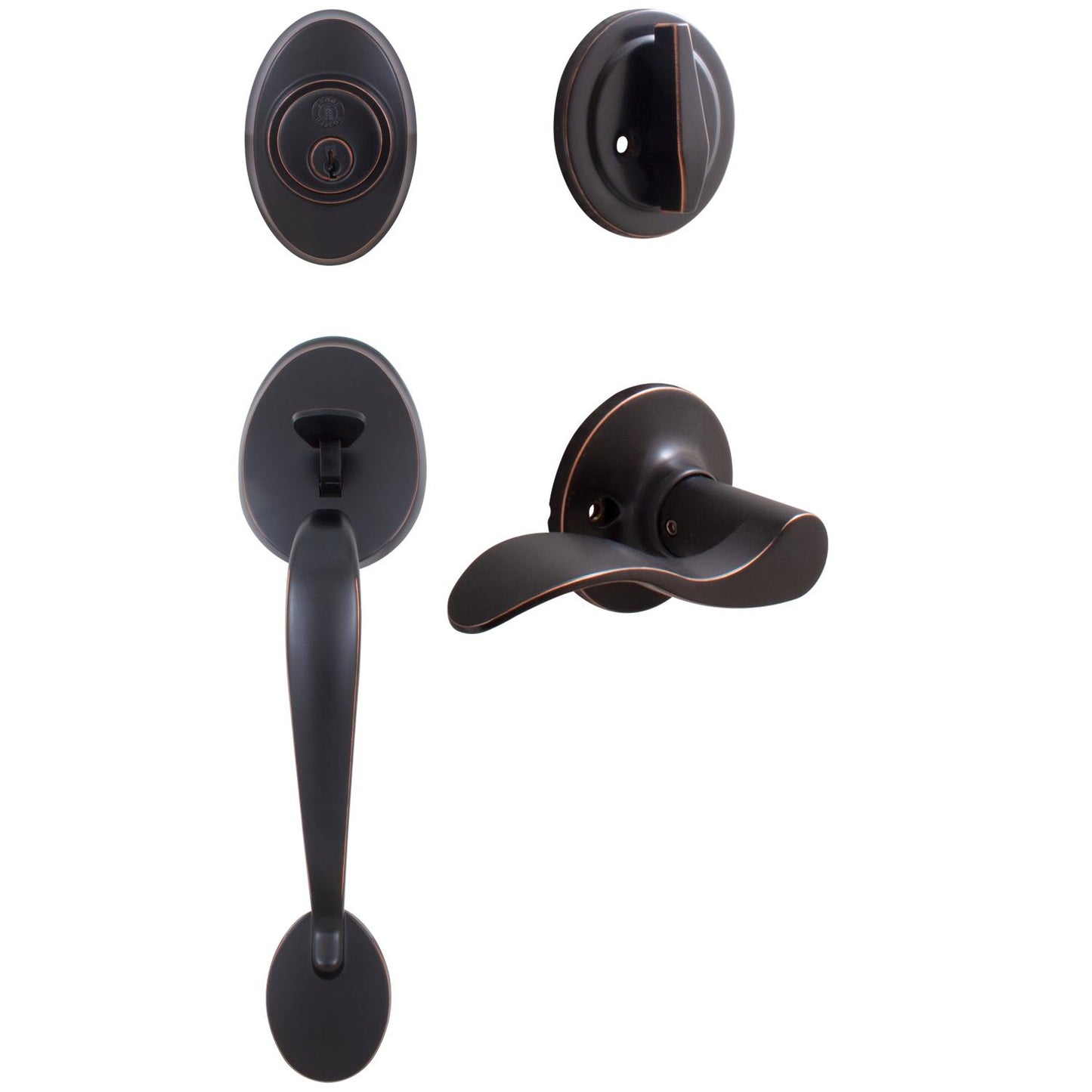 Stone Harbor Hardware Mill Creek Handleset with Beaverton Lever, KW Keyway, Clear Pack, Vintage Bronze