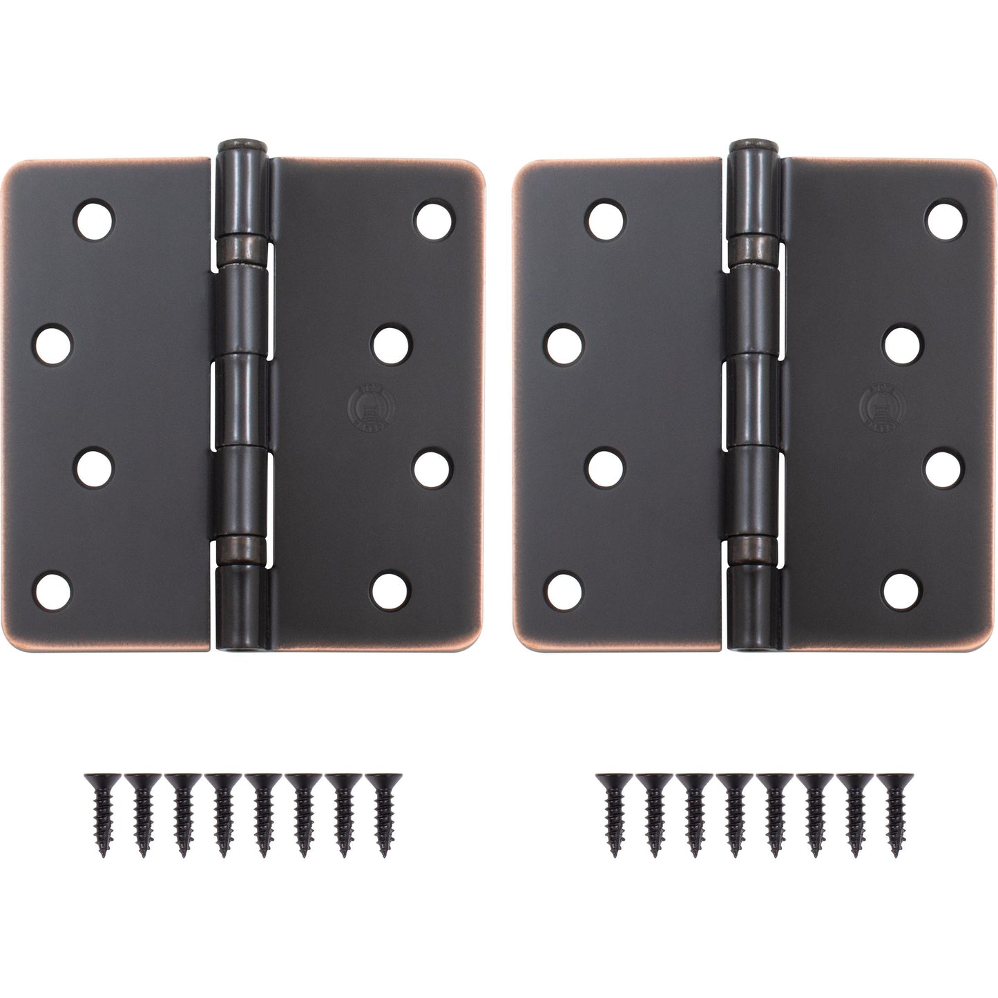 Stone Harbor Hardware 4" Ball-Bearing Door Hinges, 1/4" Radius Corner, Vintage Bronze, 2-Pack