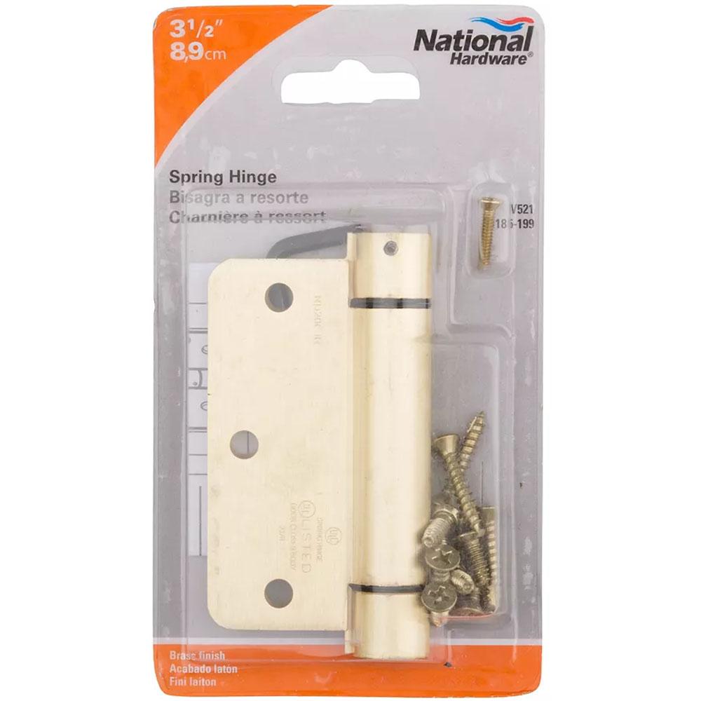 National Hardware - N185-199 V521 3-1/2" 1/4"R Spring Hinge in Brass