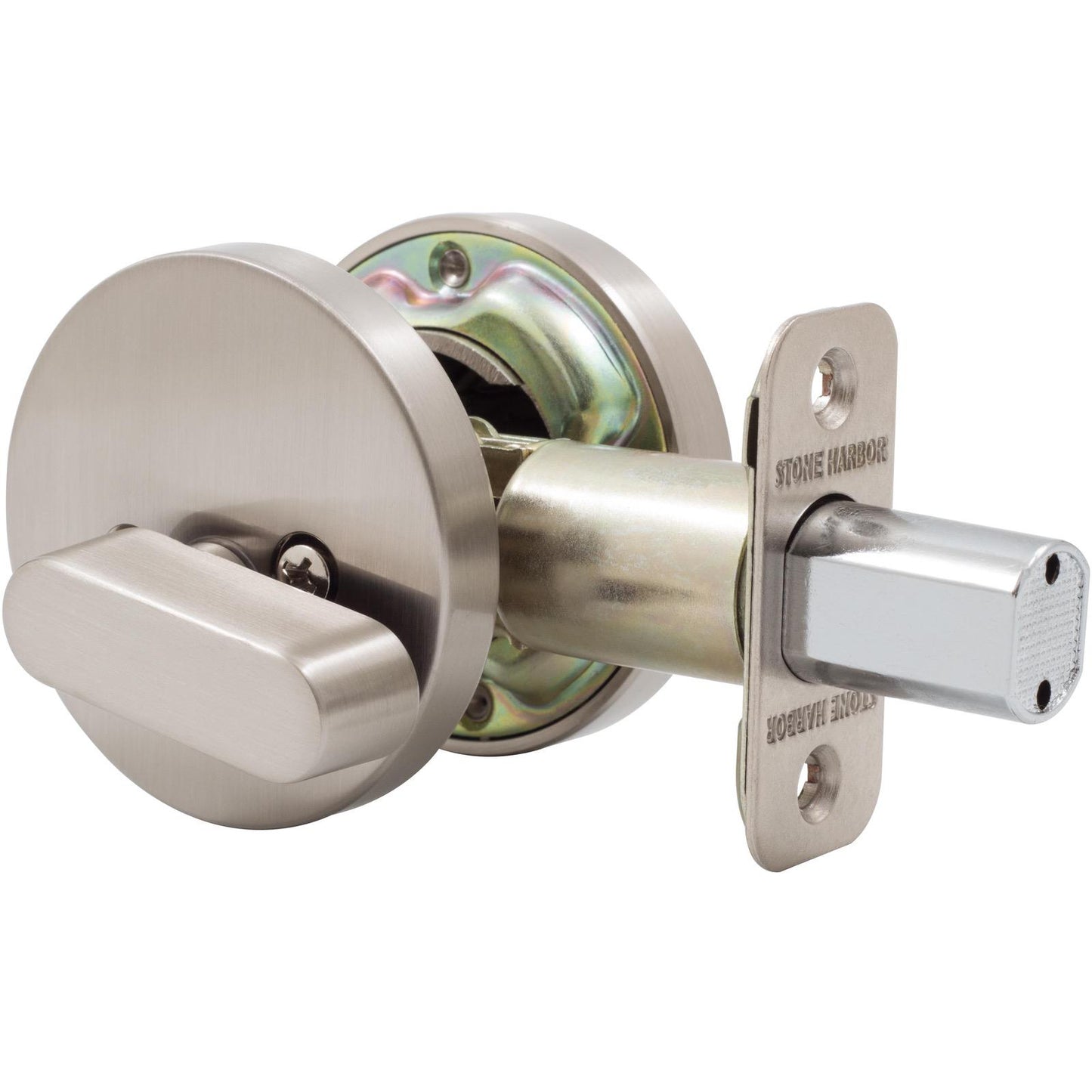 Stone Harbor Hardware Grade 3 Contemporary Round Deadbolt, KW Keyway, Satin Nickel