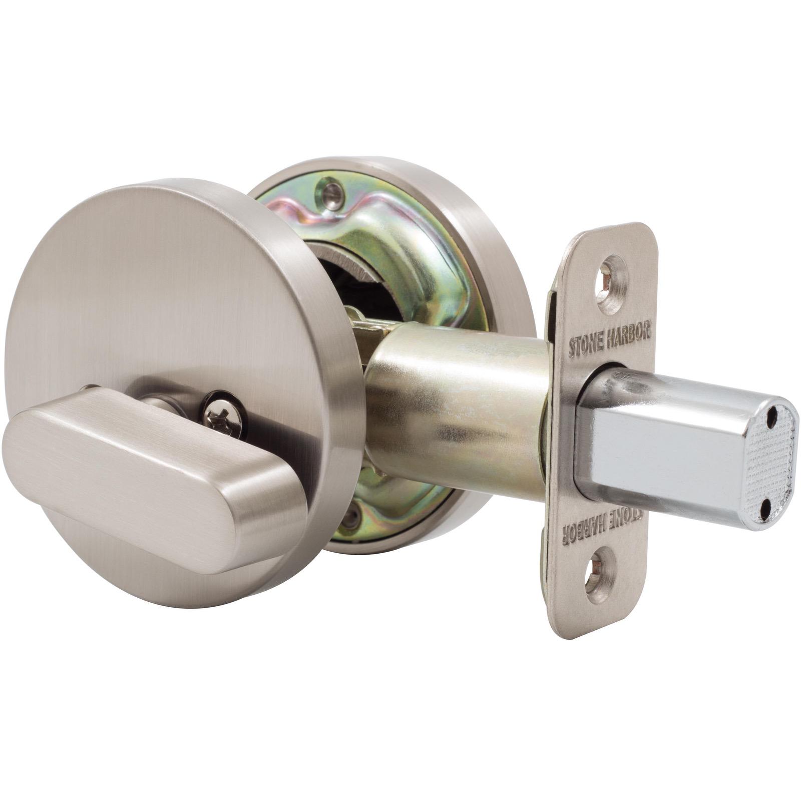 Stone Harbor Hardware Grade 3 Contemporary Round Deadbolt, KW Keyway, Satin Nickel