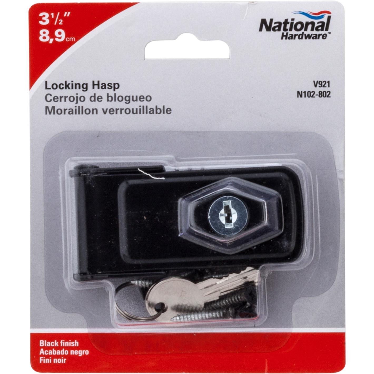 V921 3-1/2" Keyed Hasp Lock 1/pk - Matte Black