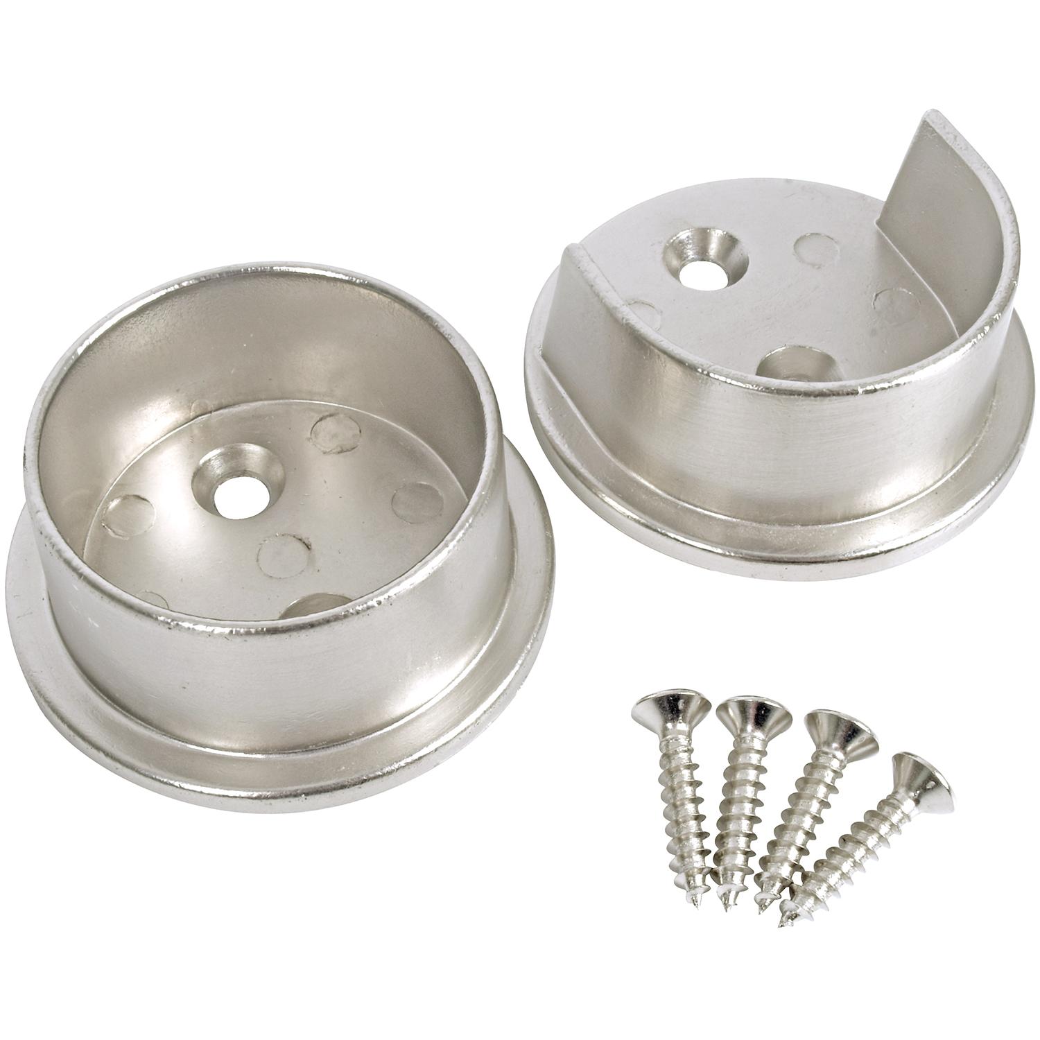 Stone Harbor Hardware Heavy-Duty Pole Sockets, 2 Holes, Satin Nickel