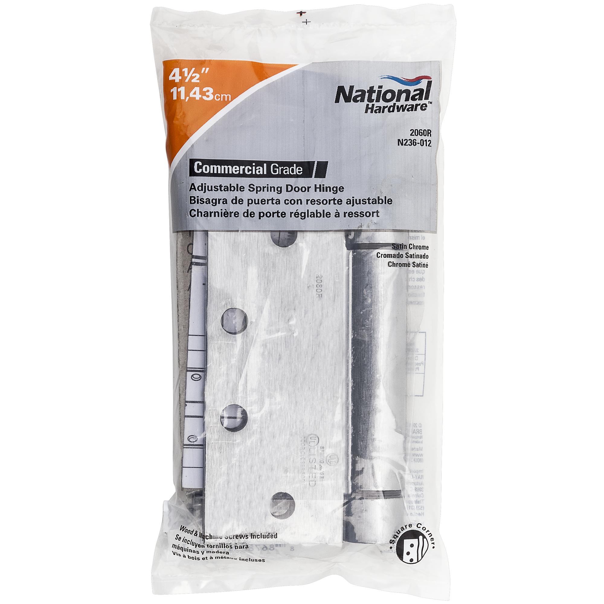 National Hardware - 2060R 4-1/2" SQR Spring Hinge - Satin Chrome