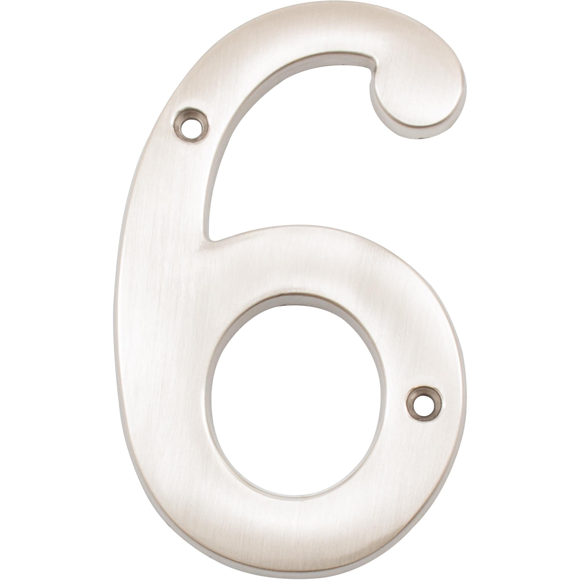 Stone Harbor Hardware Heavy-Duty House Numbers, #6, 4 Inches, Satin Nickel