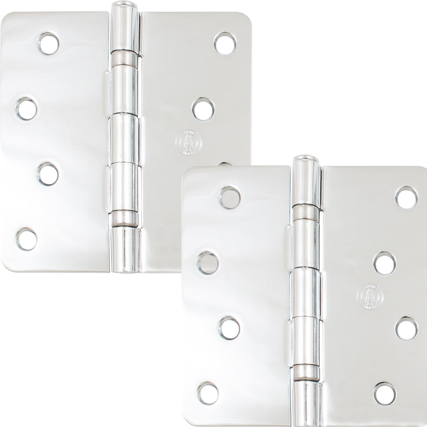 Stone Harbor Hardware 4" Ball-Bearing Door Hinges, 1/4" Radius Corner, Polished Chrome, 2-Pack