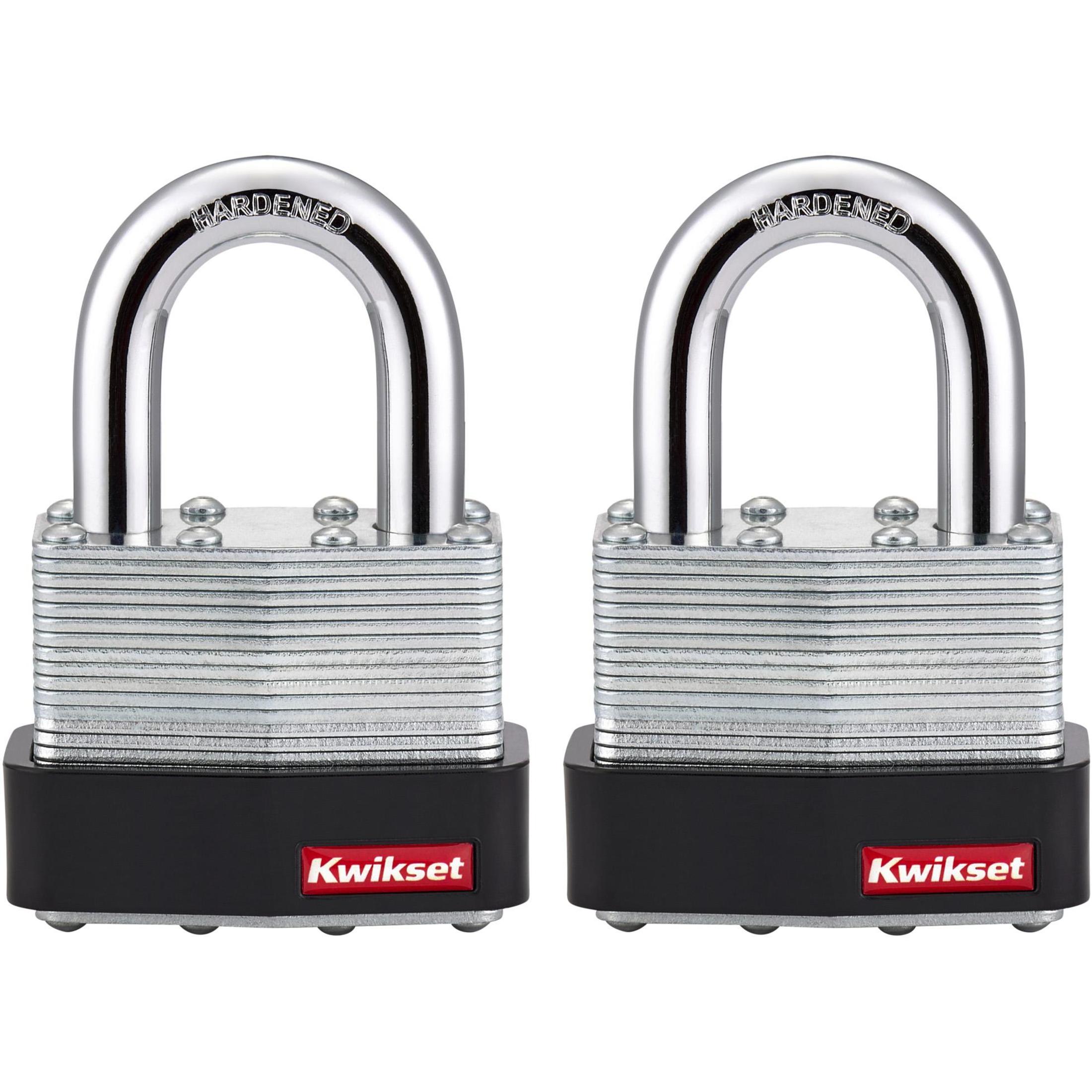Kwikset 2" Laminated Padlock KA with 1-1/8" Shackle, 2-Pack
