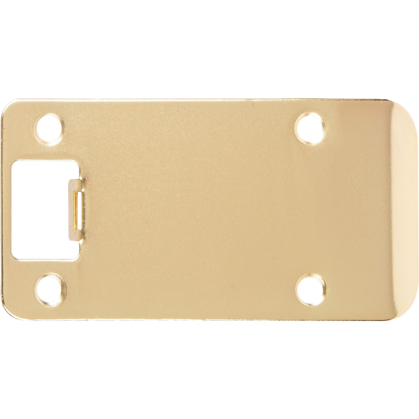 Stone Harbor Hardware Round Corner Extended Lip Strike Plate, 2-1/4" x 4", (4-1/2" Overall Length), Polished Brass