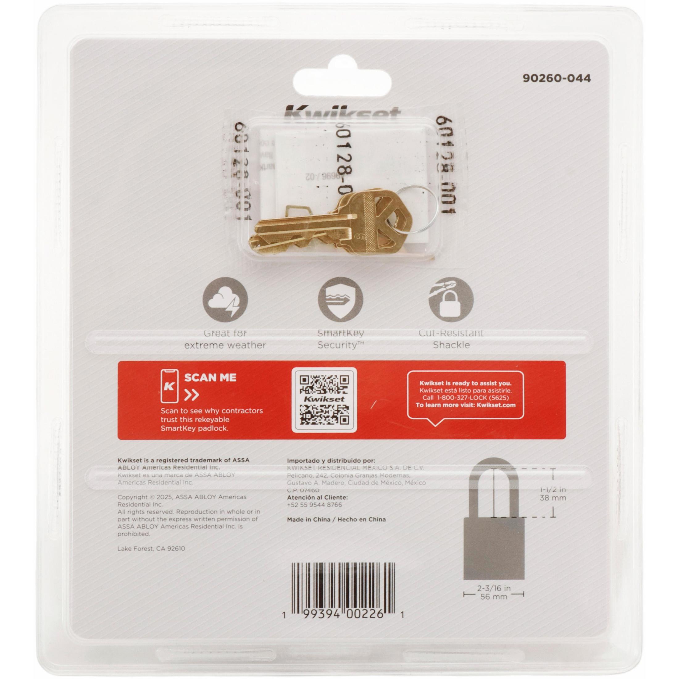 Kwikset 2" Padlock SMT KA with Cover and 1-1/2" Shackle, 2-Pack