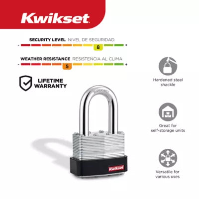 Kwikset 2" Laminated Padlock KA with 1-1/2" Shackle, 2-Pack