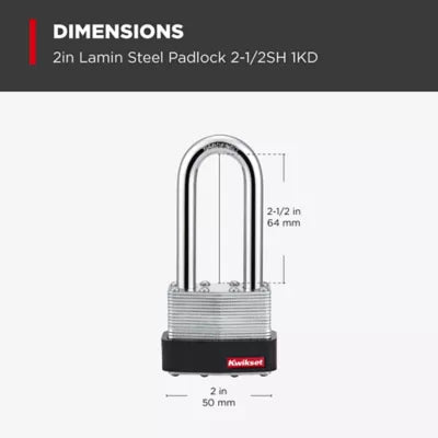 Kwikset 2" Laminated Padlock KA with 2-1/2" Shackle, 4-Pack