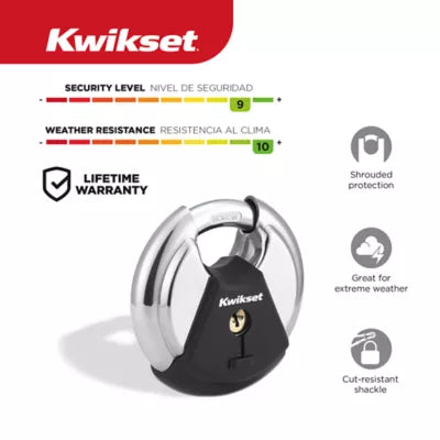 Kwikset 3-1/8" Discus Padlock with 11/16" Shackle