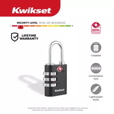 Kwikset 1-3/16" TSA Round Cable Combination Padlock with 15/16" Shackle, 2-Pack, Pink/Black
