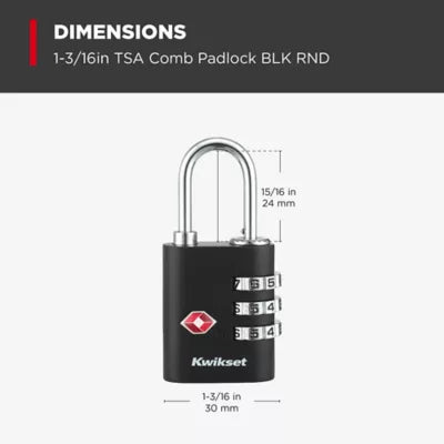 Kwikset 1-3/16" TSA Round Cable Combination Padlock with 15/16" Shackle, 2-Pack, Pink/Black