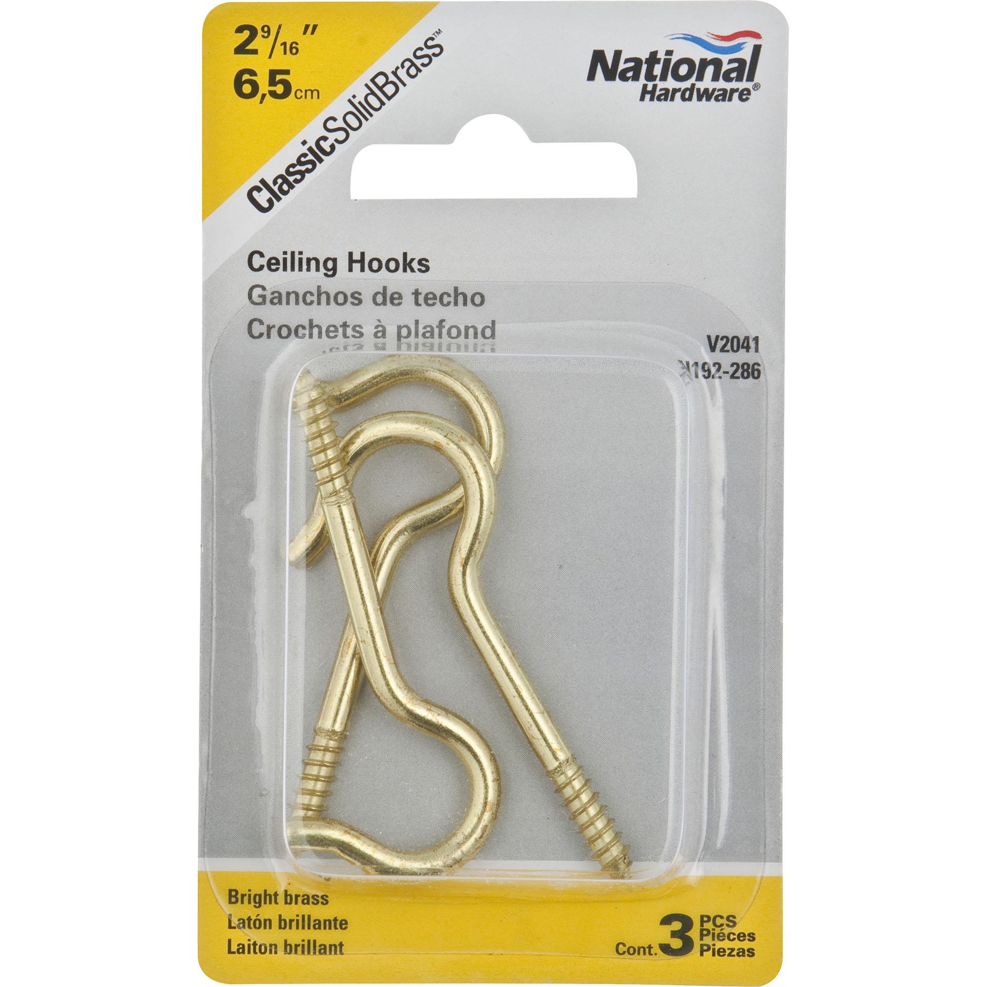 V2041 #8, 2-9/16" Ceiling Hook 3/pk - Polished Brass