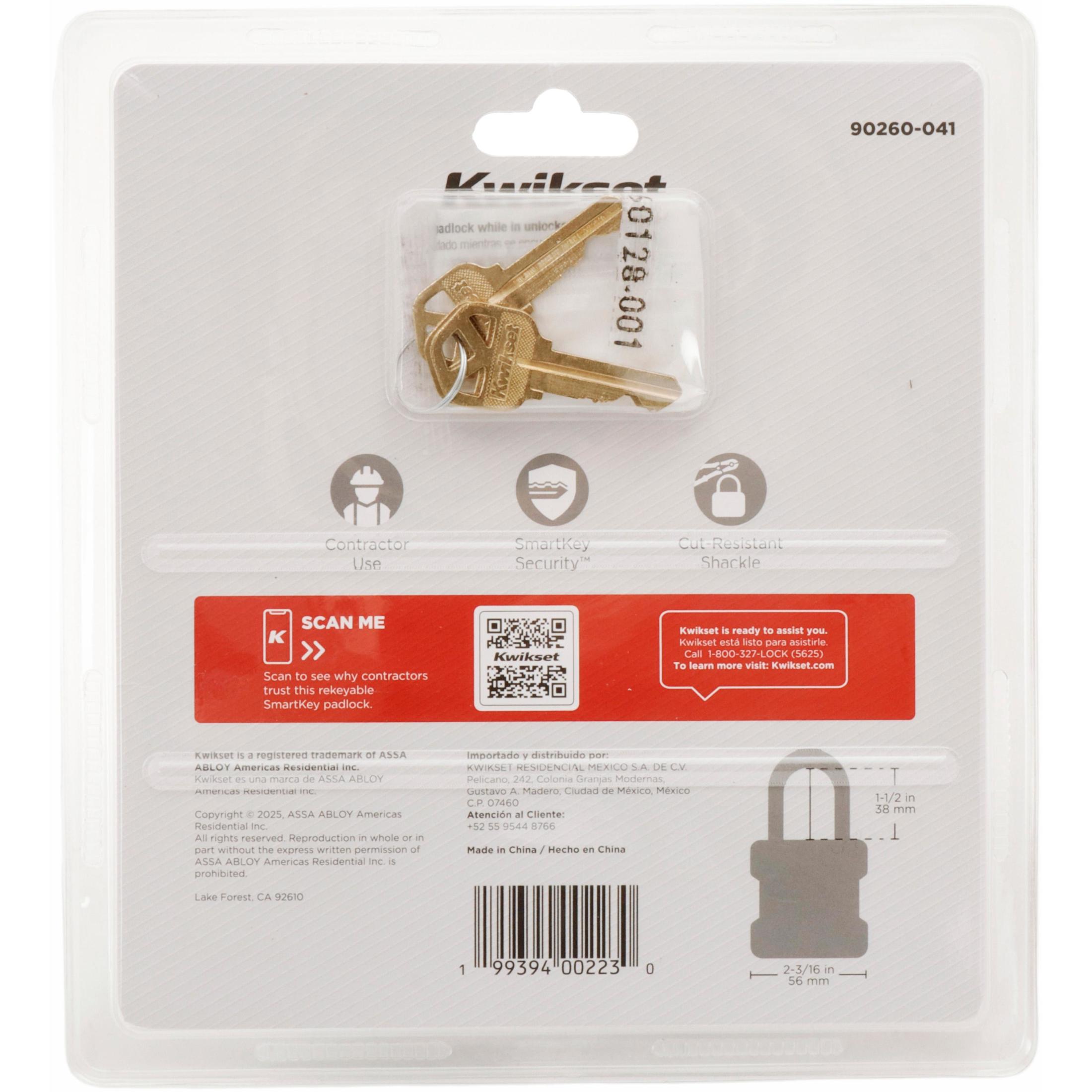 Kwikset 2" Padlock SMT KA with 1-1/2" Shackle, 2-Pack