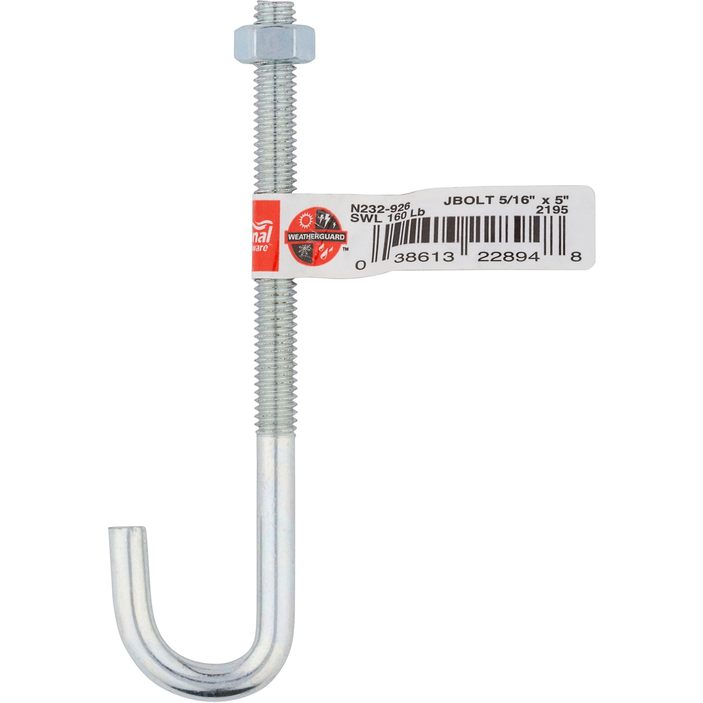 2195BC 5/16" x 5" J-Bolt - Zinc Plated