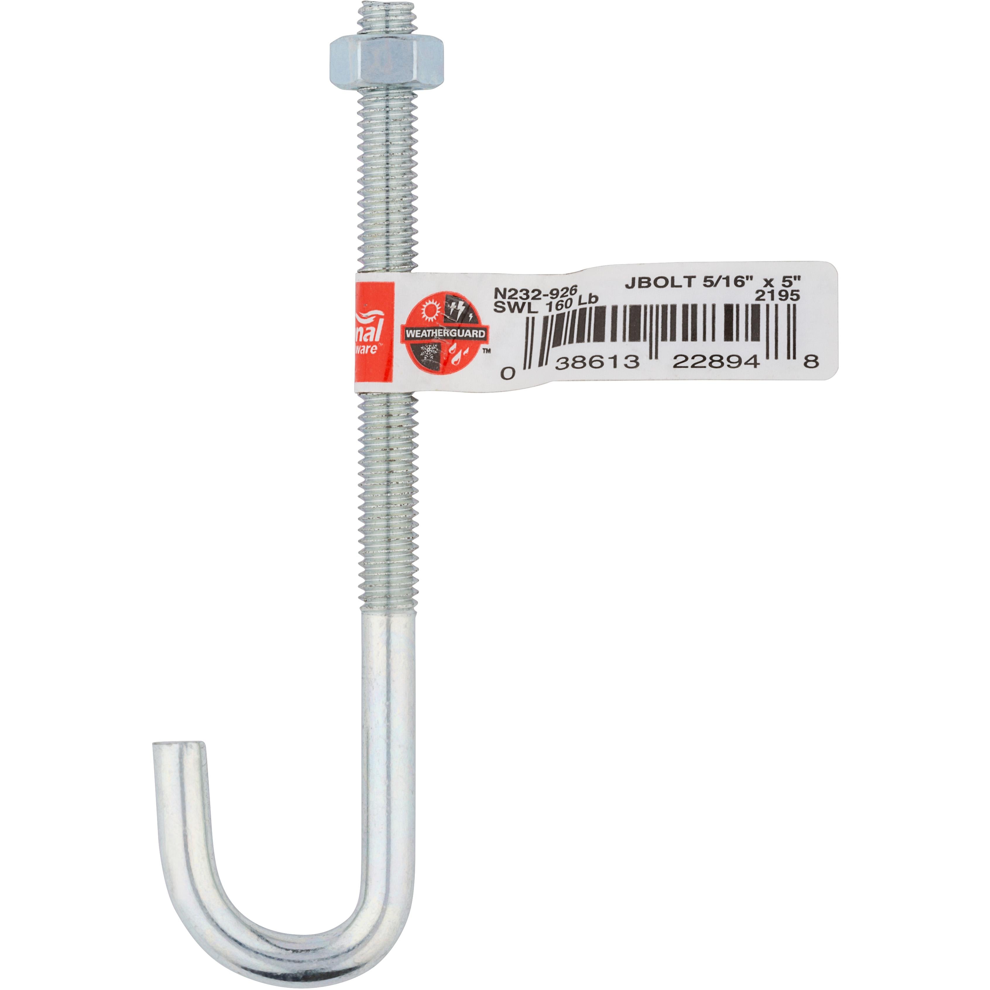 2195BC 5/16" x 5" J-Bolt - Zinc Plated