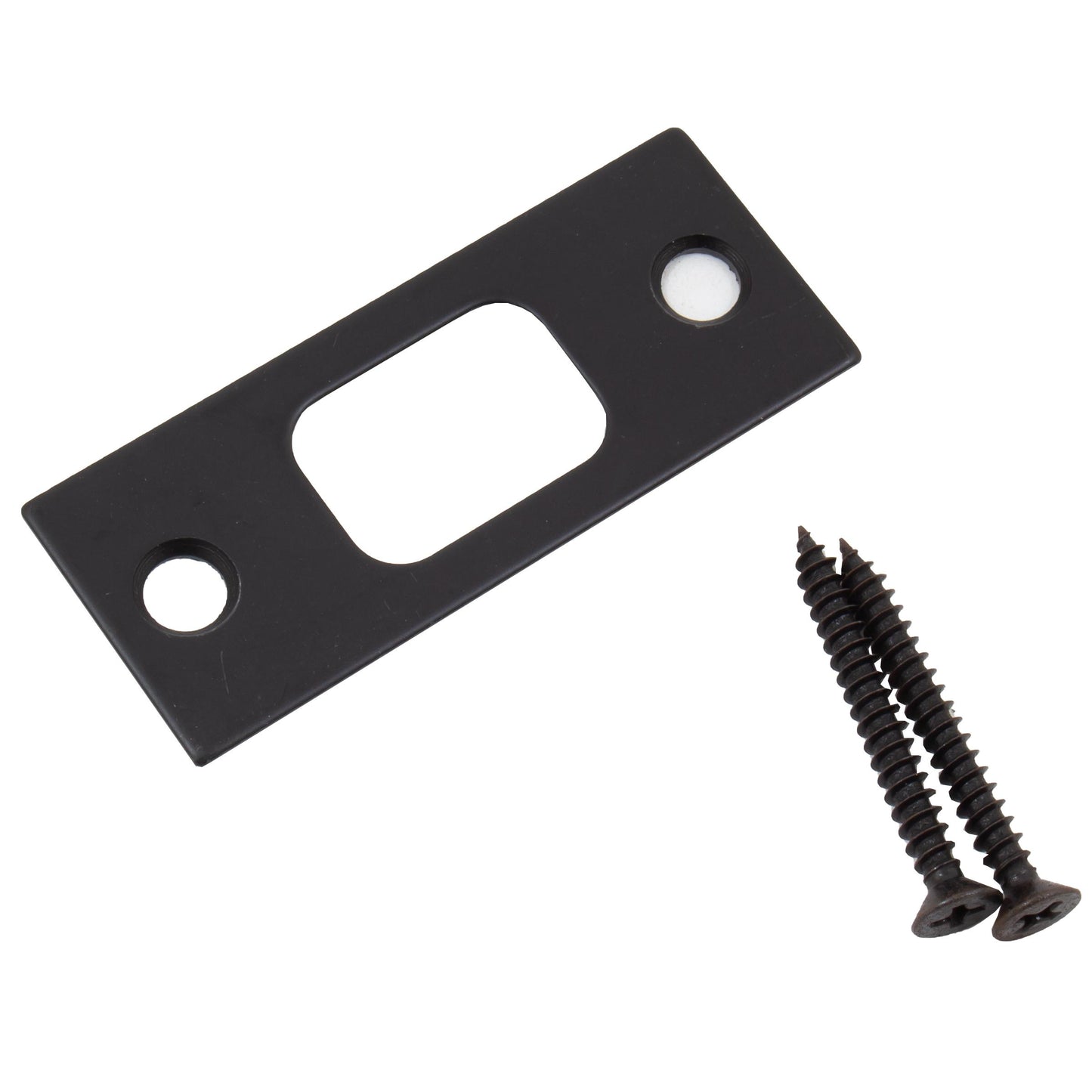 Stone Harbor Hardware Square Corner Deadbolt Strike Plate, 1-1/8" x 2-3/4", 2-1/8" Center-to-Center, Matte Black