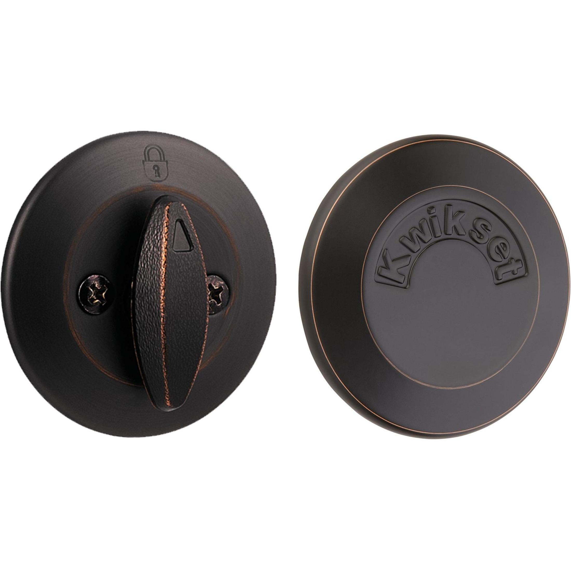Kwikset 667-11P One Sided Turn Deadbolt with Blank Plate Venetian Bronze Finish
