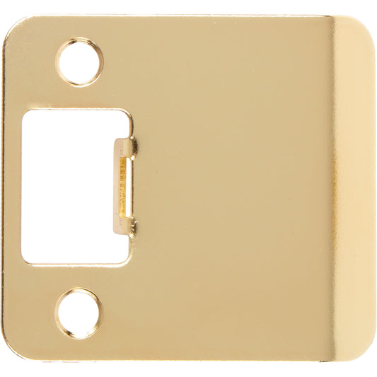 Stone Harbor Hardware Round Corner Extended Lip Strike Plate, 2-1/4" x 2", (2-1/2" Overall Length), Polished Brass