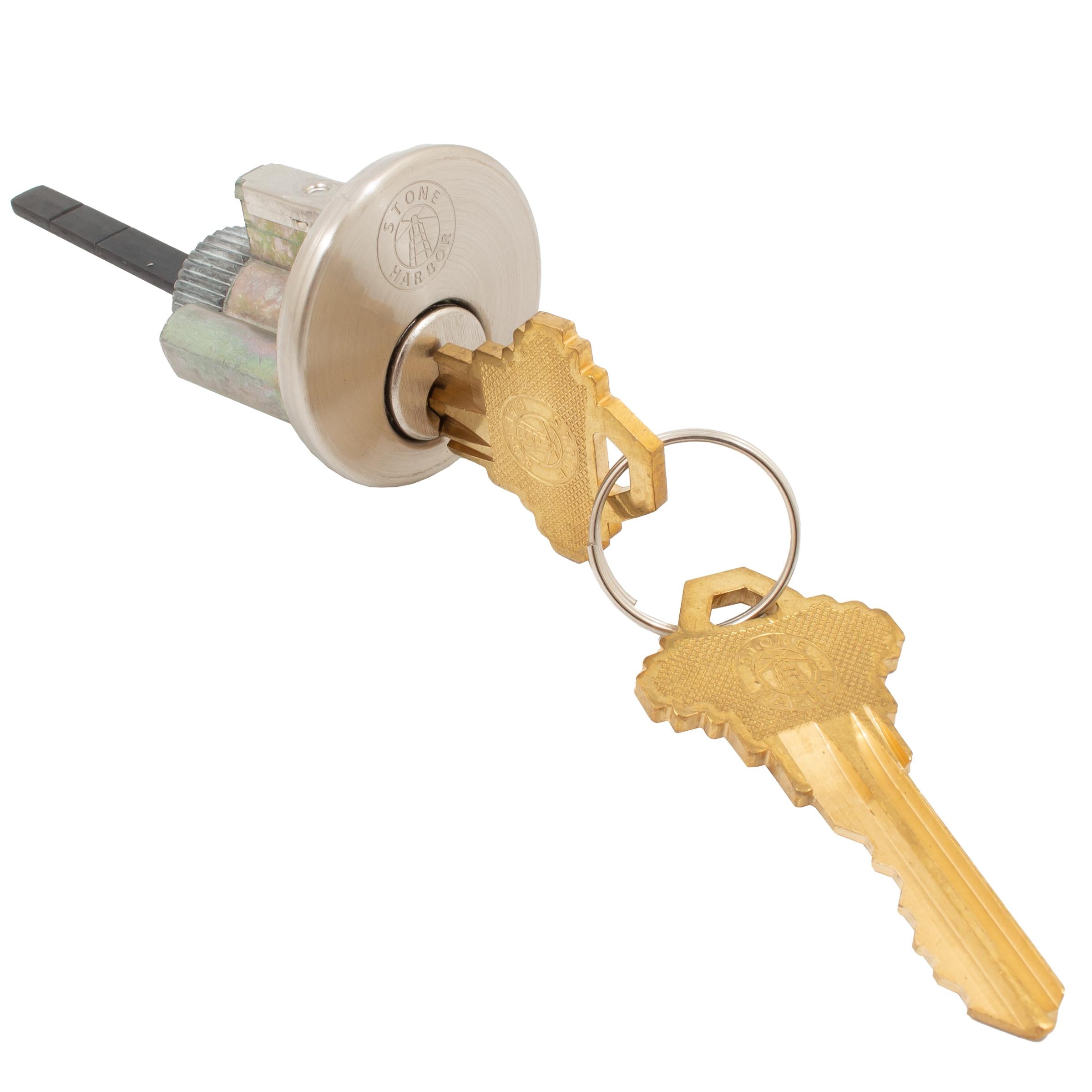 Stone Harbor Hardware Cylinder Assembly for Traditional Deadbolts & Handlesets, SC Keyway, Satin Nickel