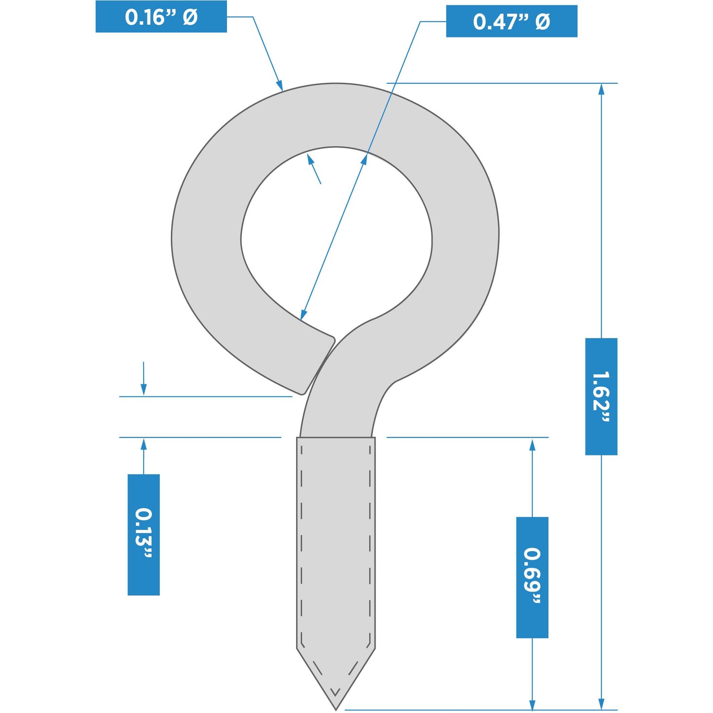 2016BC #8 1-5/8" Screw Eye - Stainless Steel
