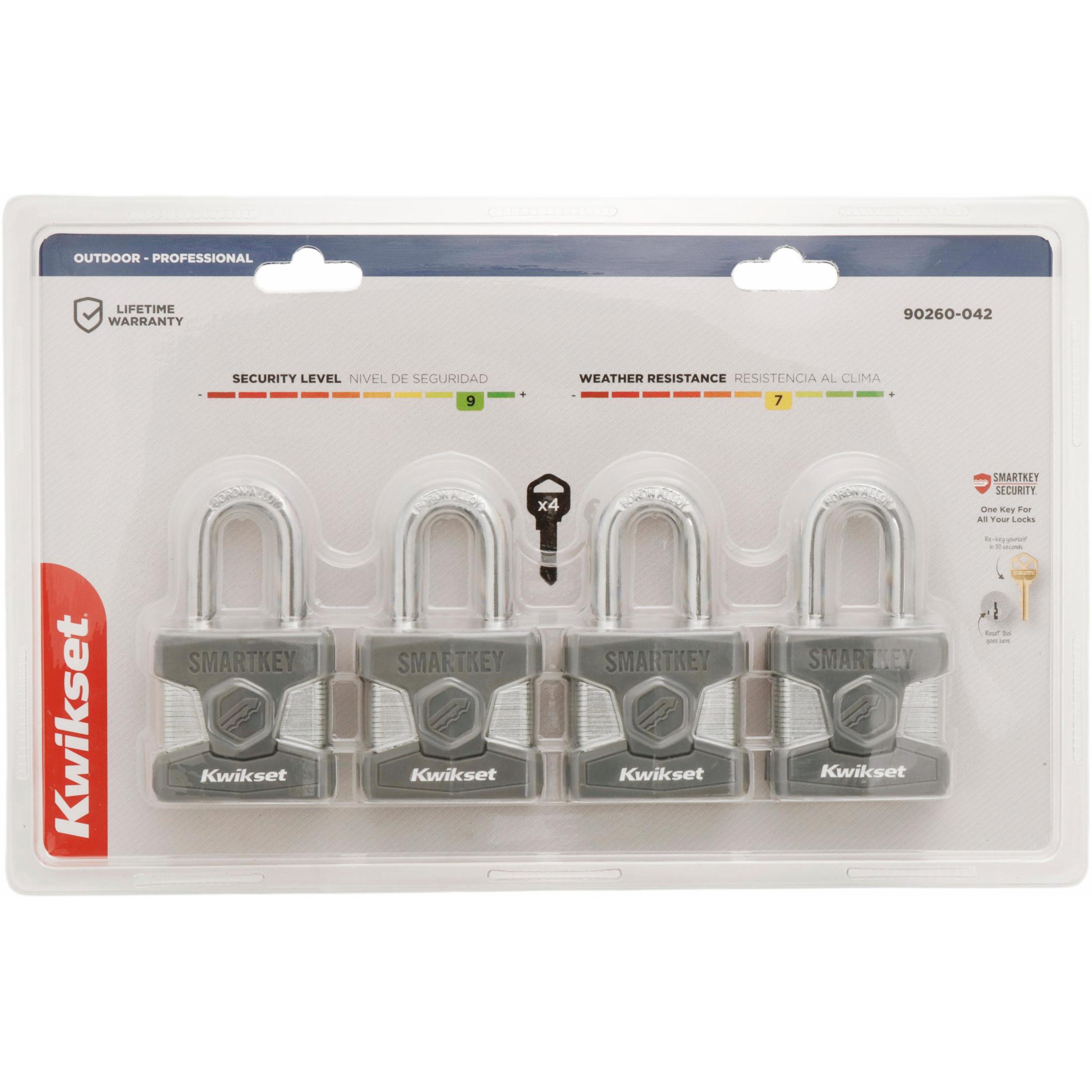 Kwikset 2" Padlock SMT KA with 1-1/2" Shackle, 4-Pack
