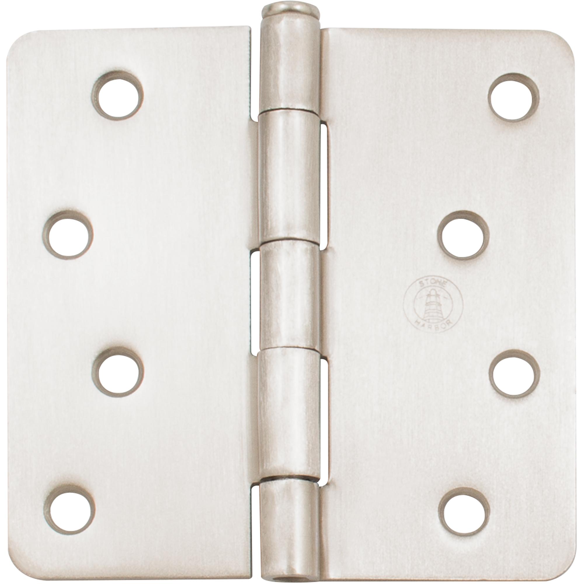 Stone Harbor Hardware Standard Hinge, 4 Inches, 1/4" Radius Corner, Bulk Pack (100 Each), Satin Nickel